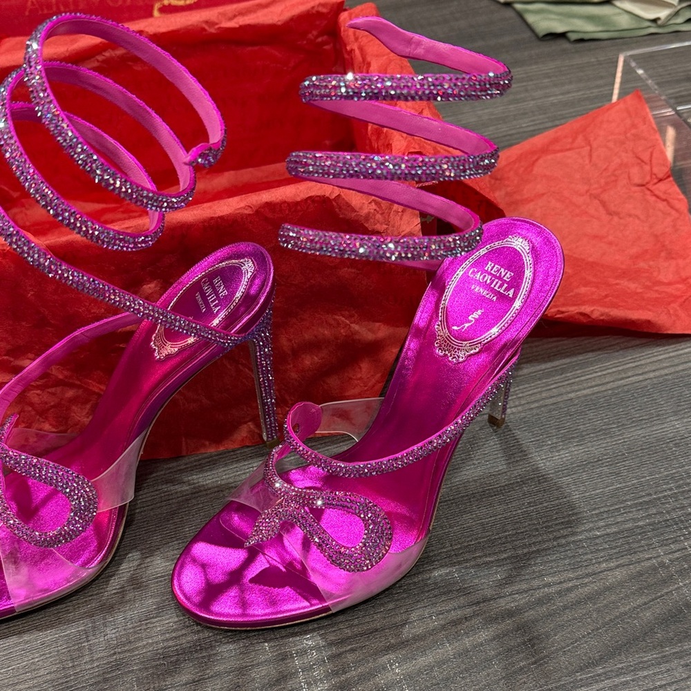 Rene Caovilla Pink Crystal Embellished Heels (new) - Picture 7 of 17